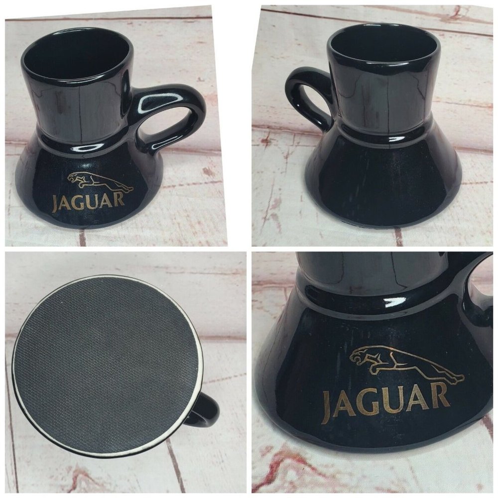Jaguar Automotive Black/Gold Coffee Mug Anti Skid Leaping Logo